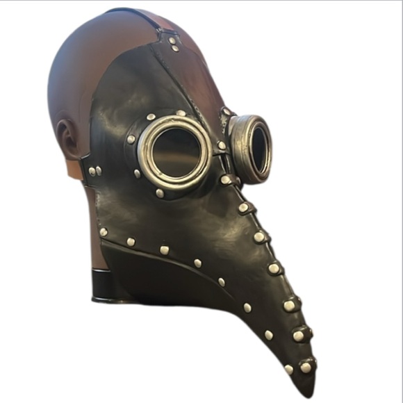 None Other - Leather Gothic Black Plague Doctor Mask